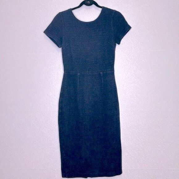 Boden Navy Dot Cotton Midi Sheath Dress 6L - Picture 1 of 4
